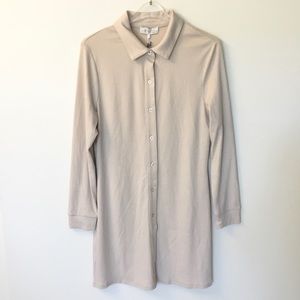 NWT WAYF Ribbed Button Up Mini Shirt Dress - Beige - M